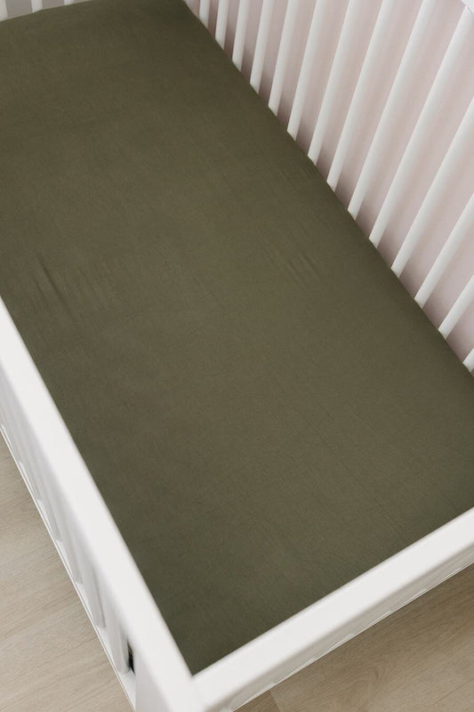 Pre Order - Mebie Baby - Olive Stretch Crib Sheet
