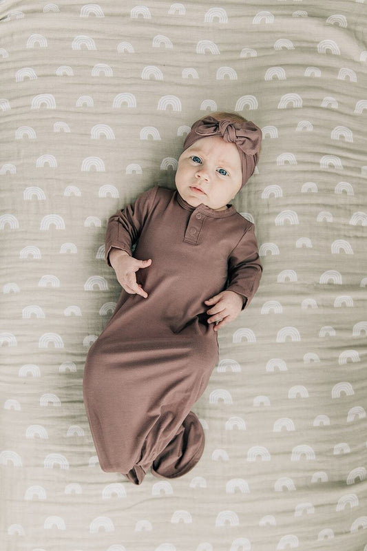 Mebie Baby - Plum Bamboo Knot Gown