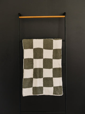 Mebie Baby - Green Checkered Plush Blanket
