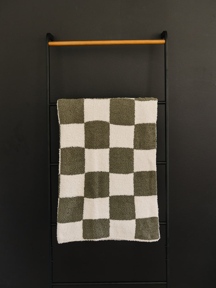 Pre Order - Mebie Baby - Green Checkered Plush Blanket
