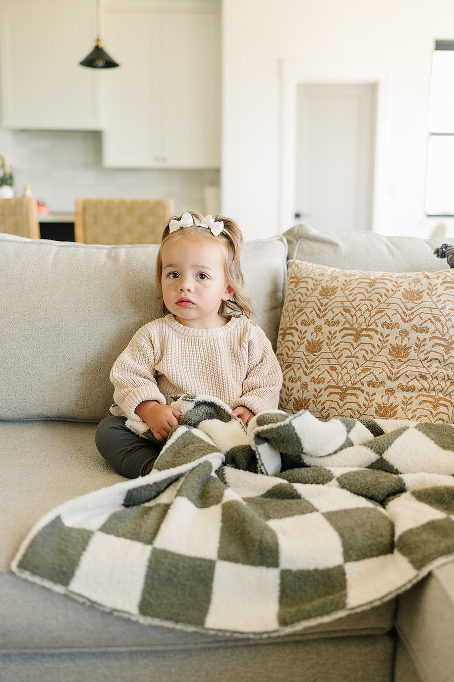 Pre Order - Mebie Baby - Green Checkered Plush Blanket