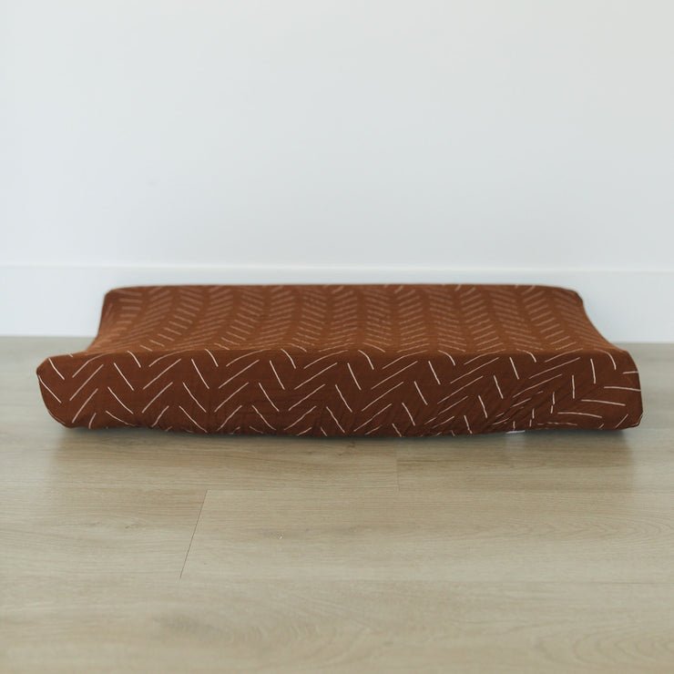 Mebie Baby Rust Mudcloth Changing Pad Cover
