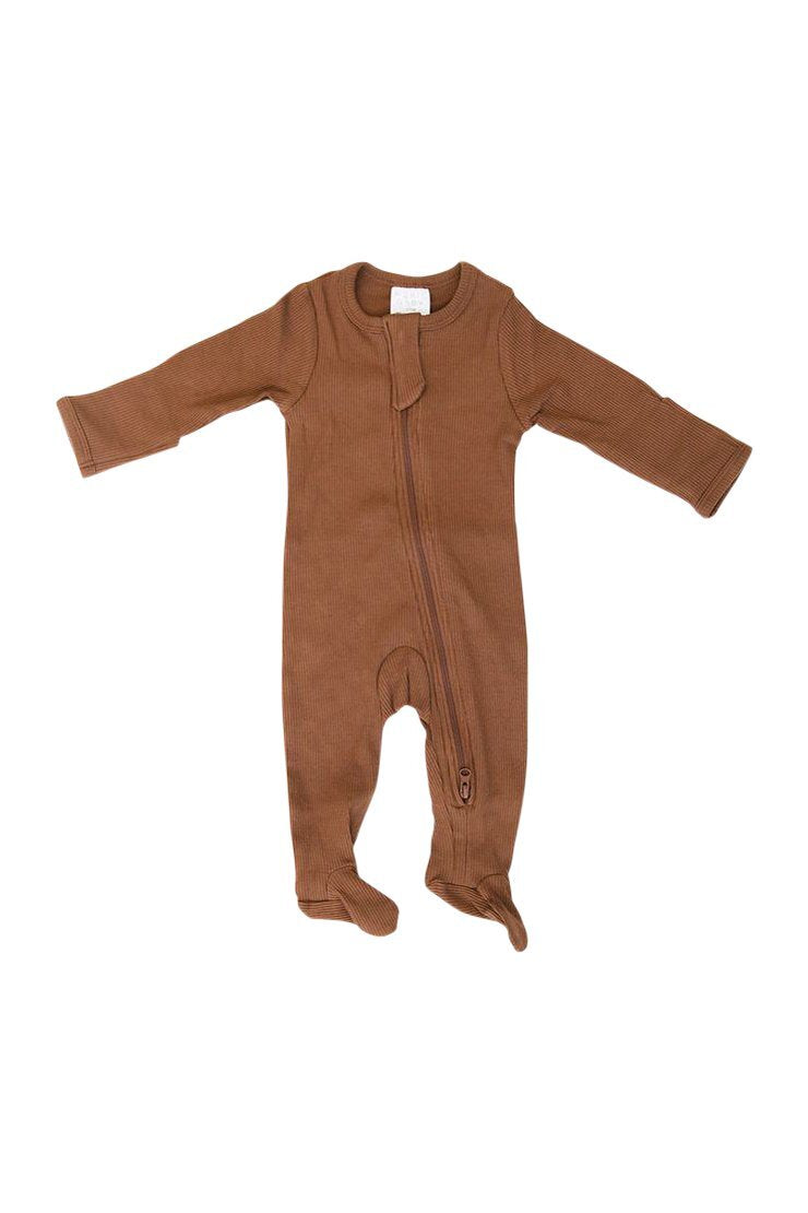 Mebie Baby - Rust Organic Cotton Ribbed Footed Zipper Sleeper