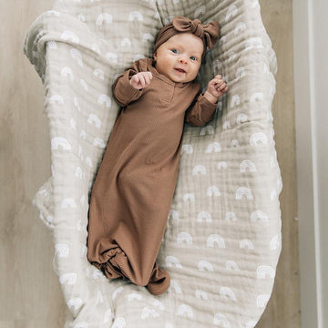 Mebie Baby - Sand Rainbow Muslin Swaddle Blanket