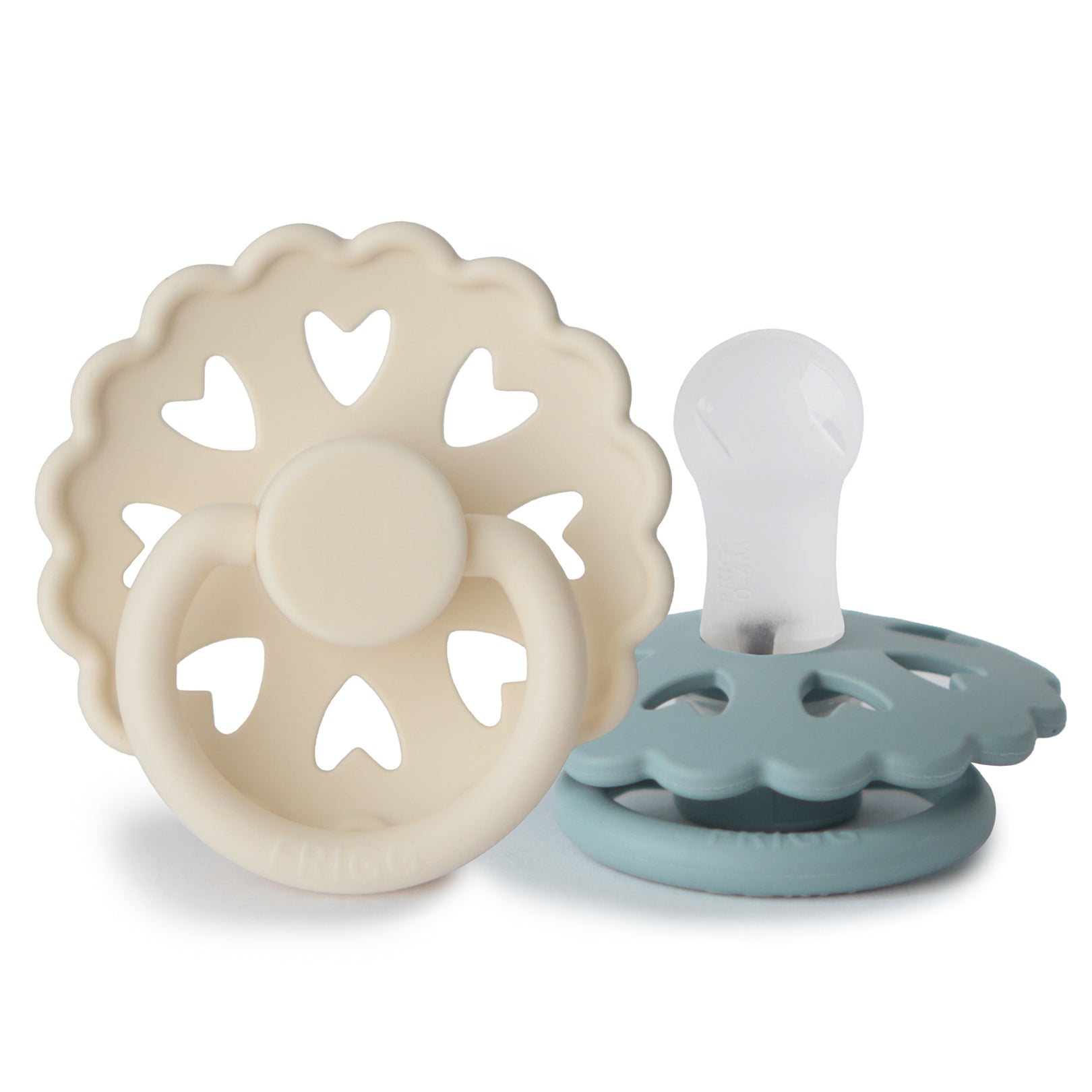 Frigg Andersen Silicone Baby Pacifier | 2-Pack - Cream/Stone Blue