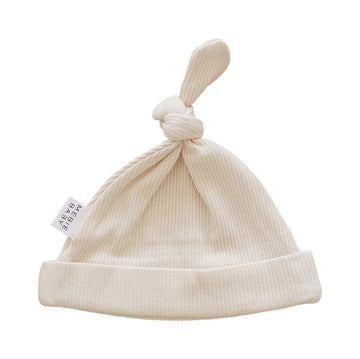Mebie Baby - Vanilla Organic Ribbed Newborn Knot Hat